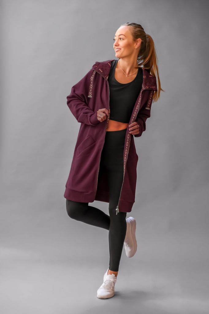 Longjacke - violett-rot Gr. XL